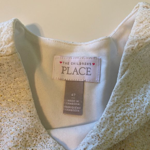 The Children's Place White Gold Glitter Kids Dress Pink & White Stripes |Size 4T - Picture 6 of 7